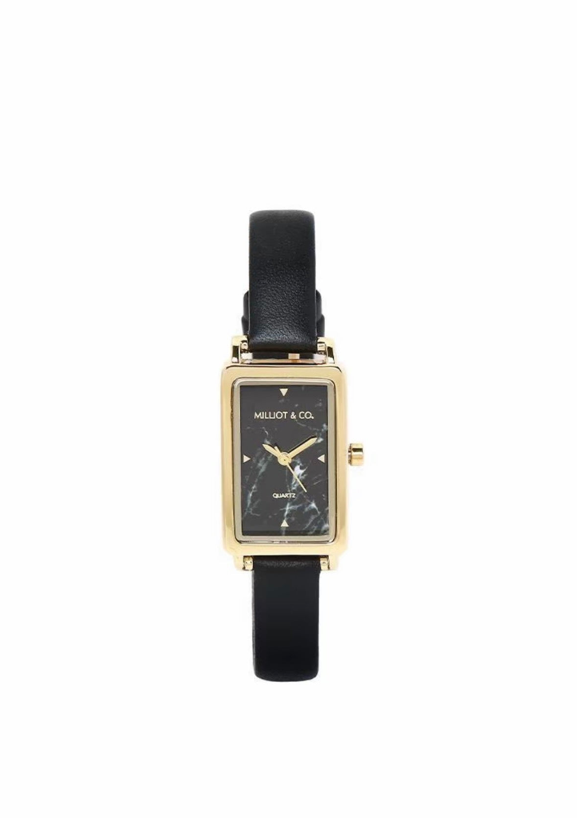 Milliot & Co Raven Stainless Steel Leather Watch