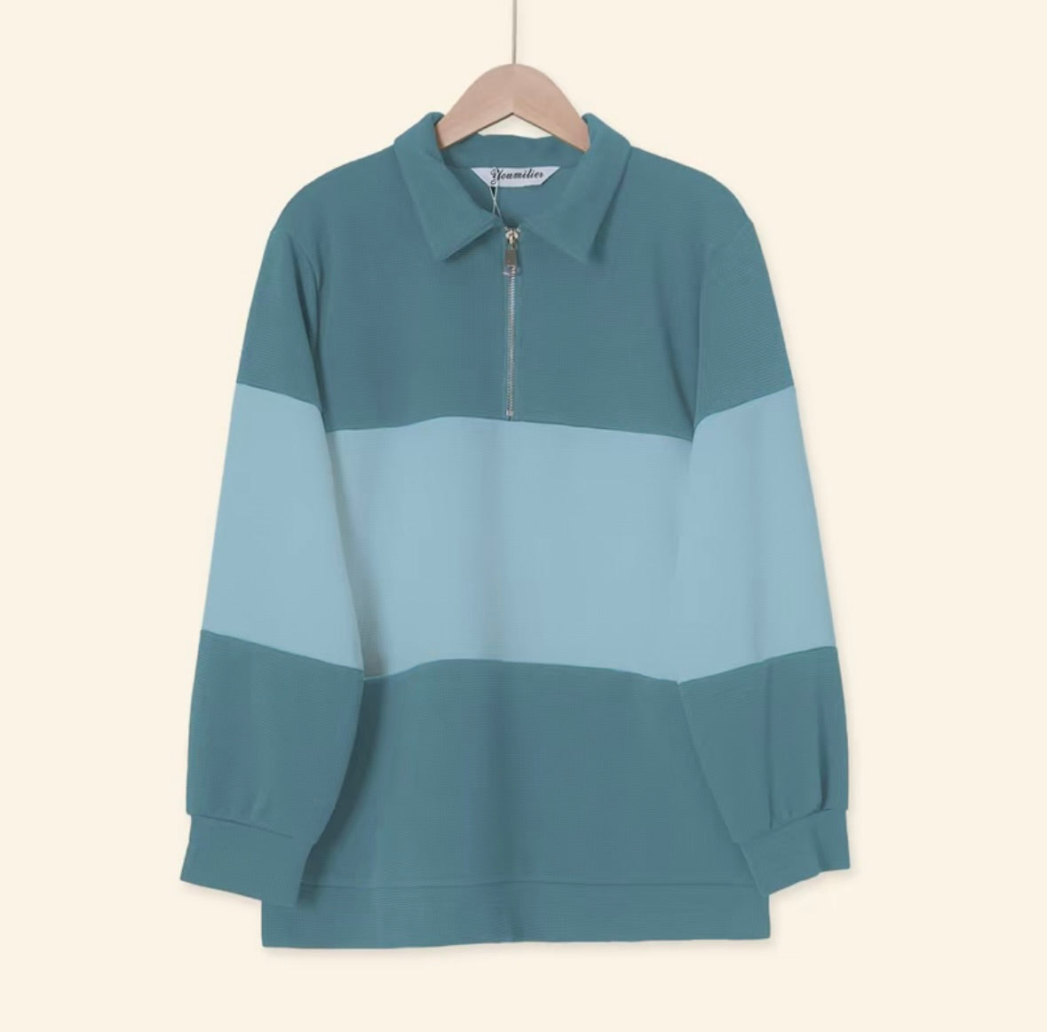 YM Unisex Stripe Polo Waffle Top
