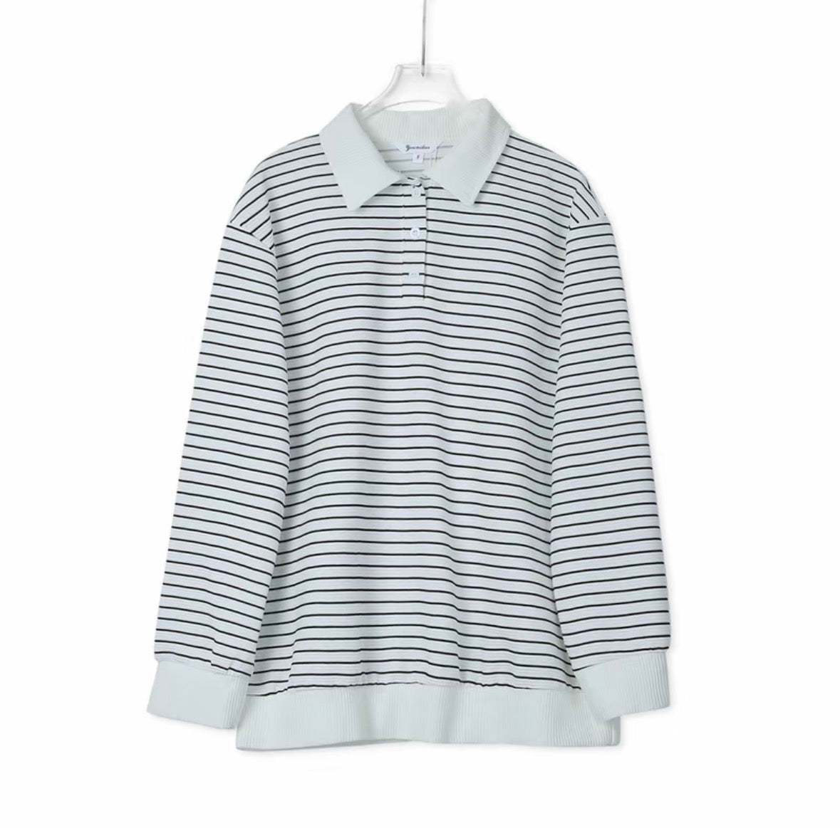 YM Brit Striped Ribbed Polo Shirt - Free Size/Plus Size