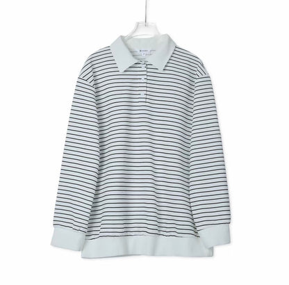 YM Brit Striped Ribbed Polo Shirt - Free Size/Plus Size