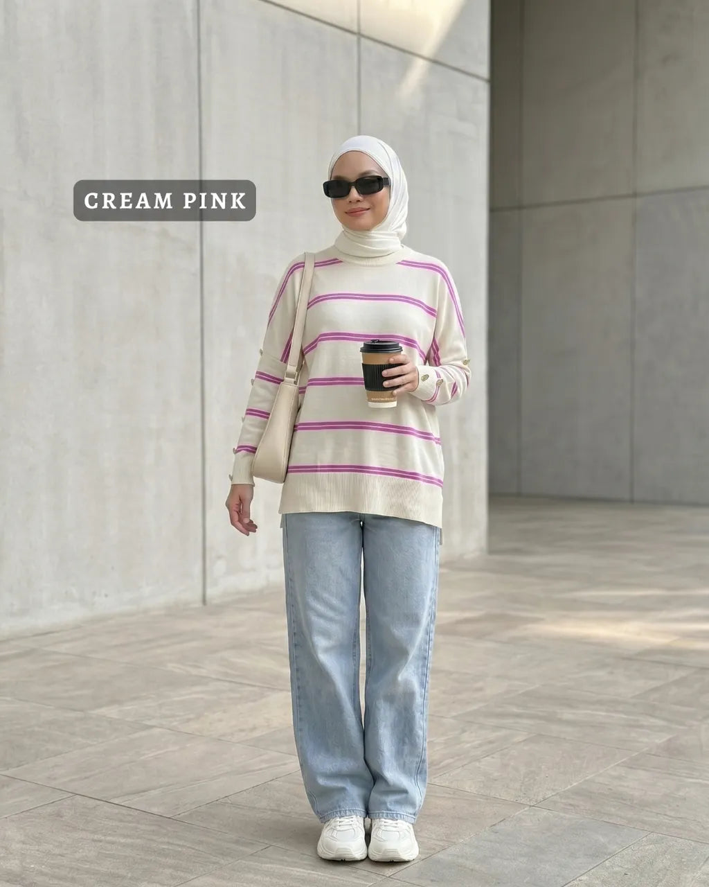 HW [TOP ONLY] Qeela Stripe Basic Knitwear Blouse