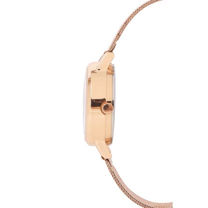 Milliot & Co Harper Rose Gold Mesh Strap Watch