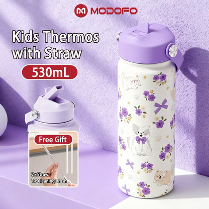 MDF  Kids Tumbler Thermos With Straw Bottle 18oz/530ml