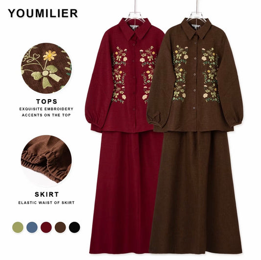 YM Jolana Embroidered Skirt Set - FS/PS