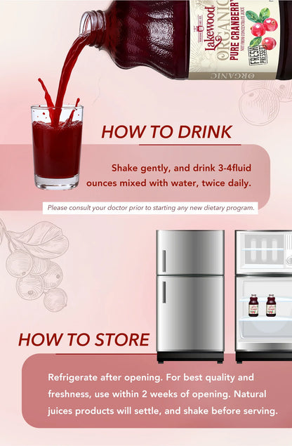 Lakewood Organic Pure Cranberry Juice 946ml