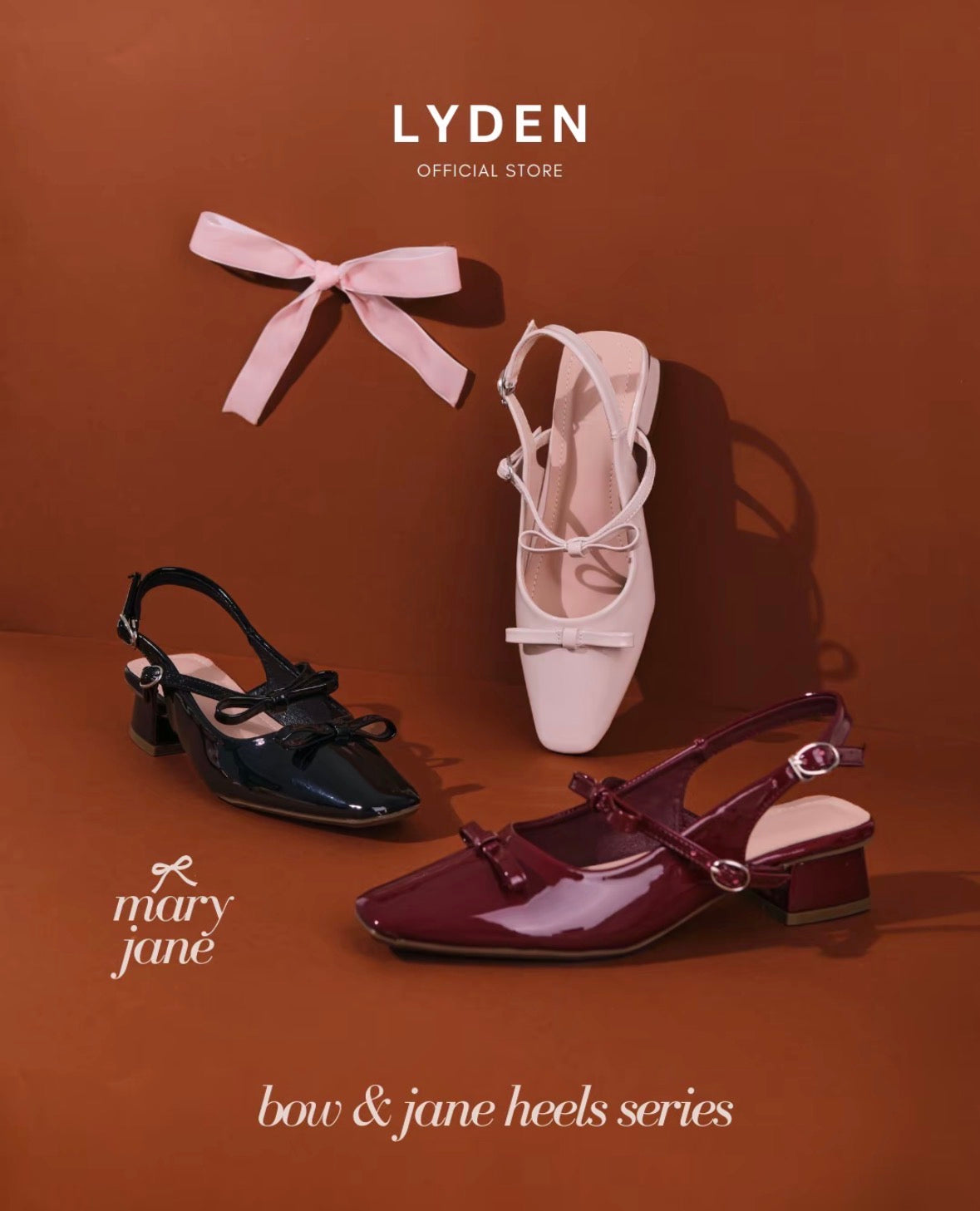 LYDEN Mary Jane Bow and Jane 4cm Pump Heels Series