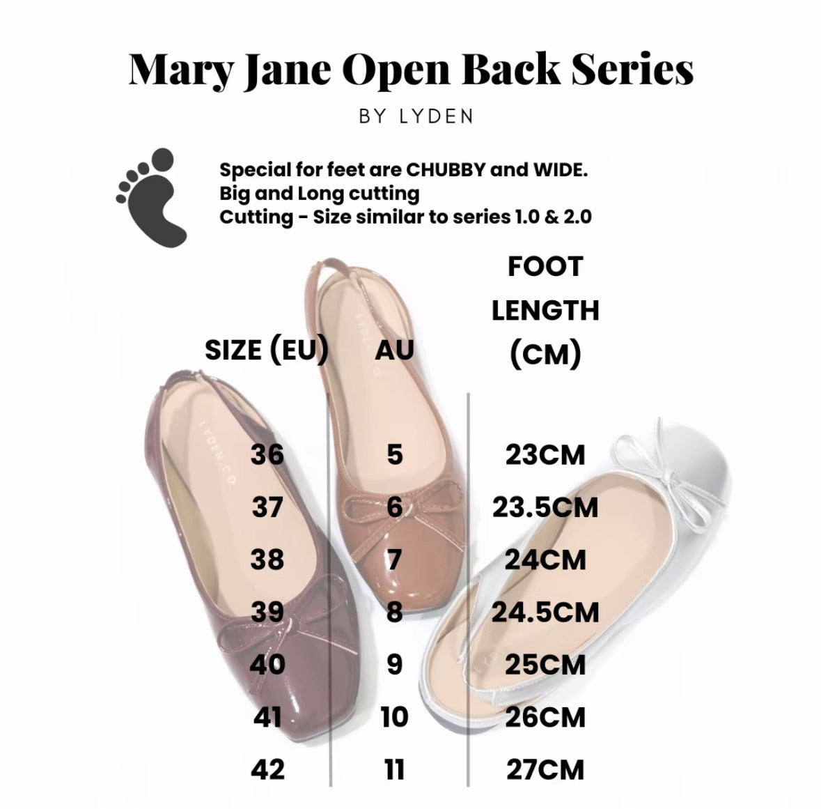 LYDEN Mary Jane Open Back Series