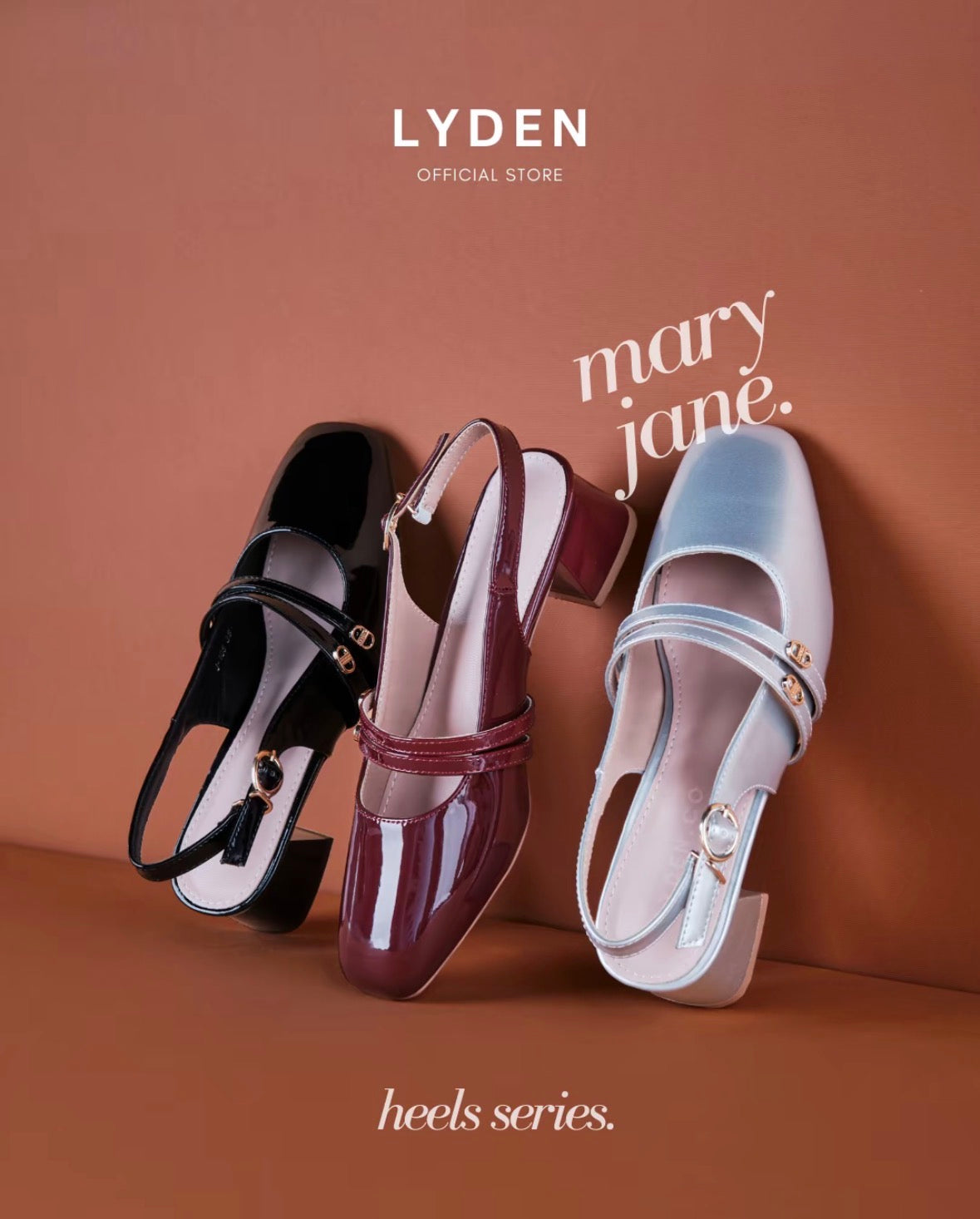 LYDEN Mary Jane Glossy Heels (5cm)