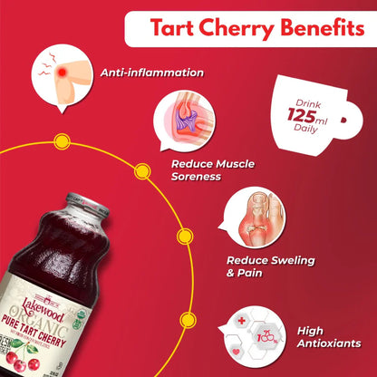 Lakewood Organic Pure Tart Cherry Fruit Juice 946ml (Gluten Free)
