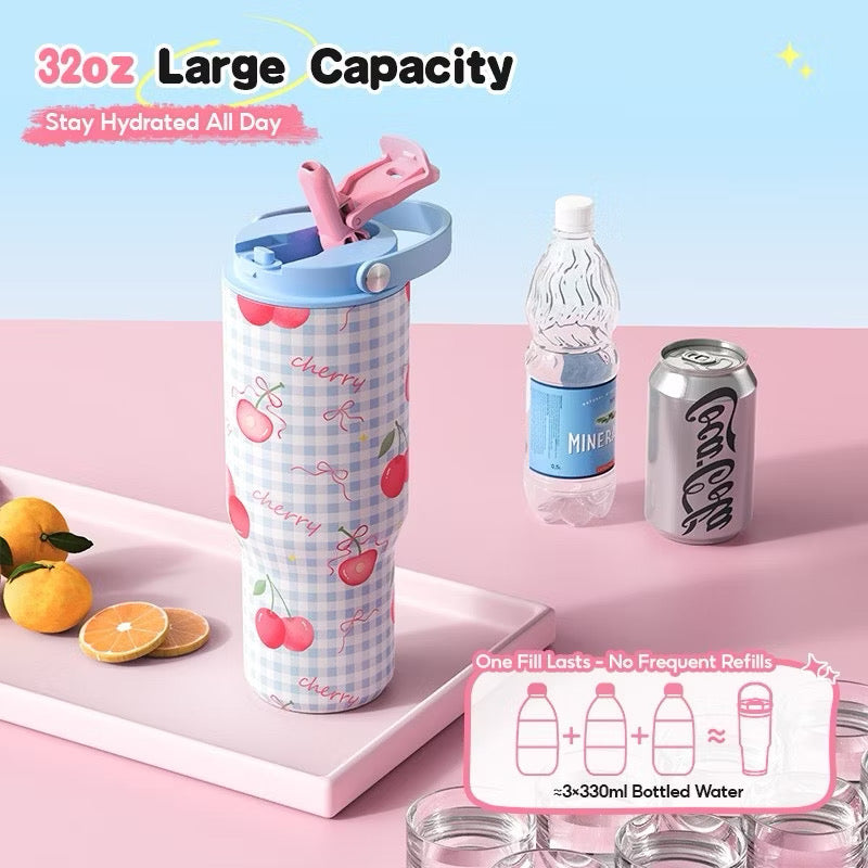 MDF Tumbler Thermos Bottle With Straw 32oz/1000ml