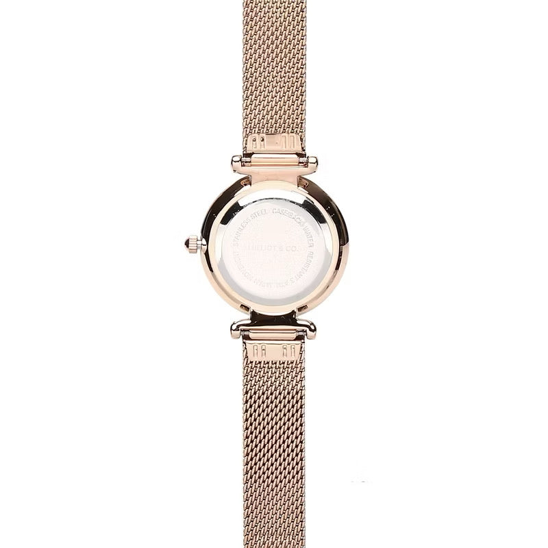 Milliot & Co Endora Rose Gold Leather Strap Watch