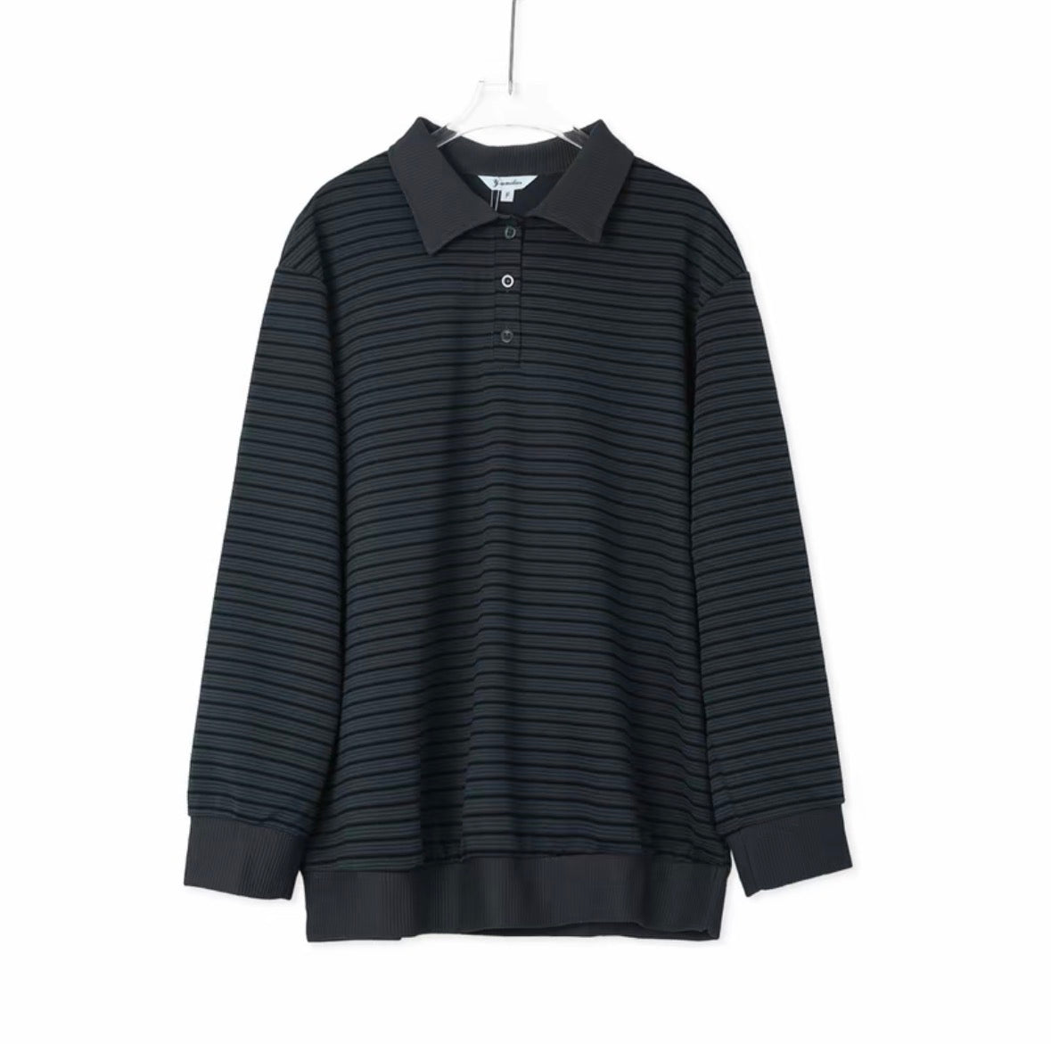 YM Brit Striped Ribbed Polo Shirt - Free Size/Plus Size