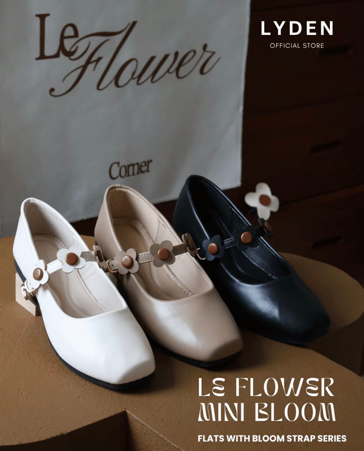 LYDEN Le Flowers Mini Bloom Flats with Bloom Strap Series