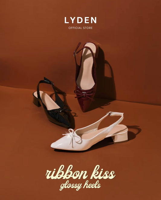 LYDEN Ribbon Kiss Glossy Heels