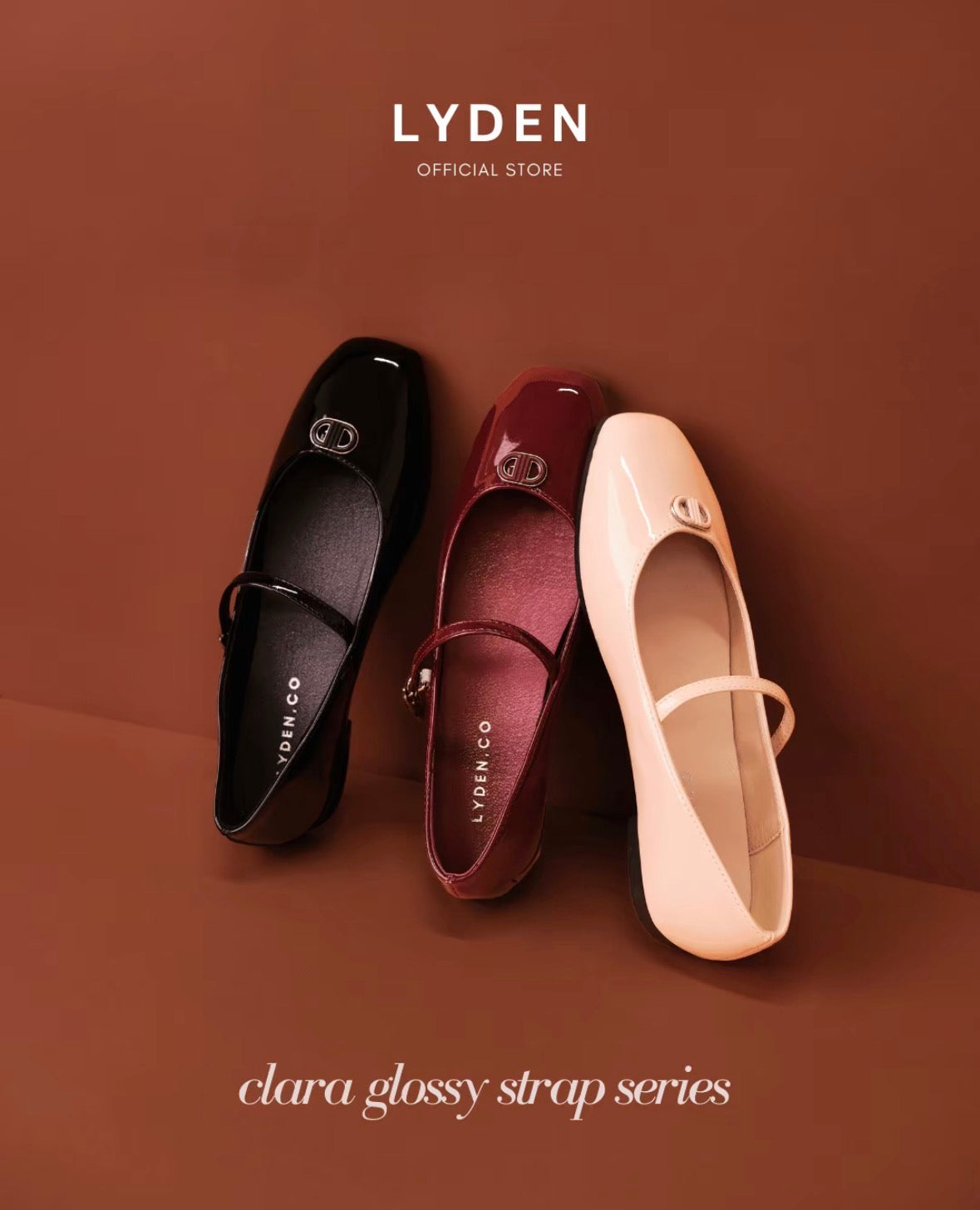LYDEN Clara Glossy Strap Flats Series