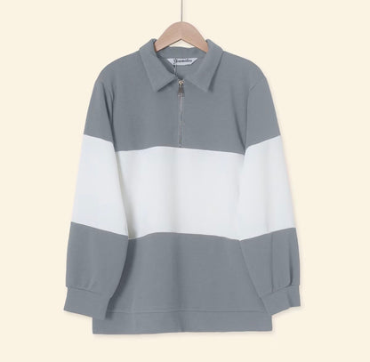 YM Stripe Polo Waffle Top