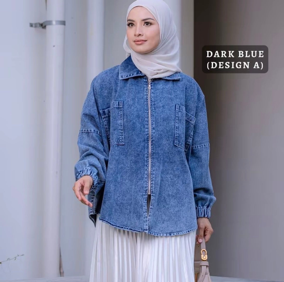 HW [TOP ONLY] Margo Oversize Zip Up Denim Jacket