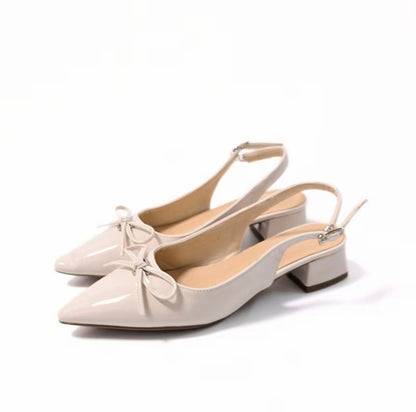 LYDEN Ribbon Kiss Glossy Heels