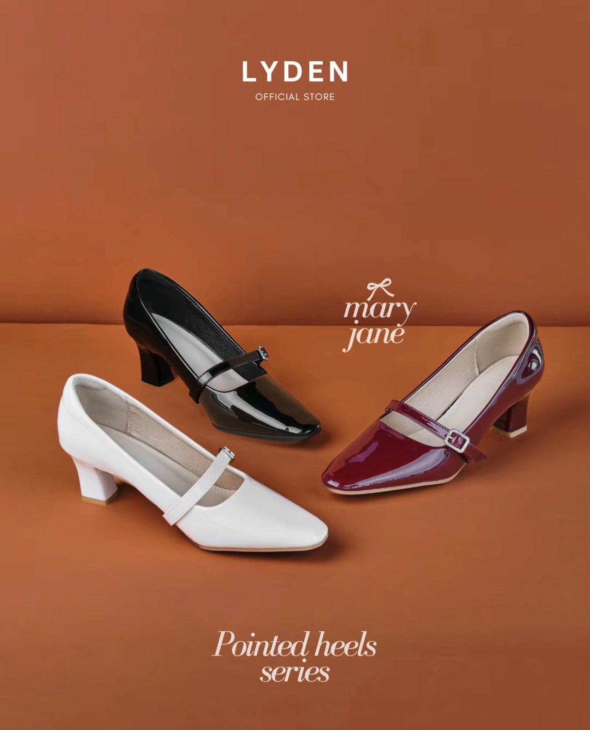 LYDEN Mary Jane Pointed Heels 6cm