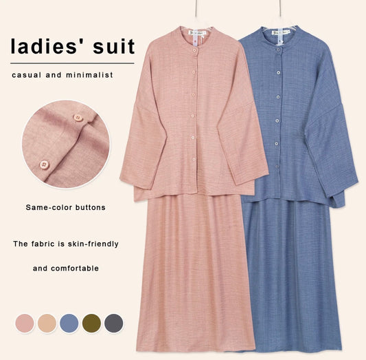 YM Yujin Set (Blouse & Skirt) - Free Size / Plus Size