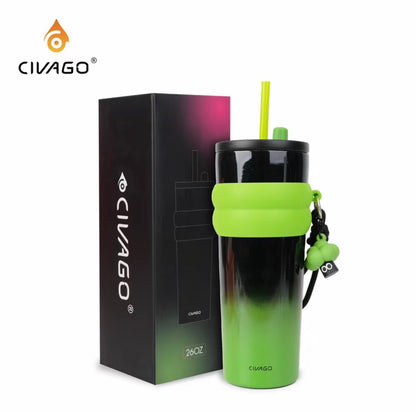 CVG Ceramic Liner Stainless Steel Coffee Mug with Lid Straw (260oz/780ml)