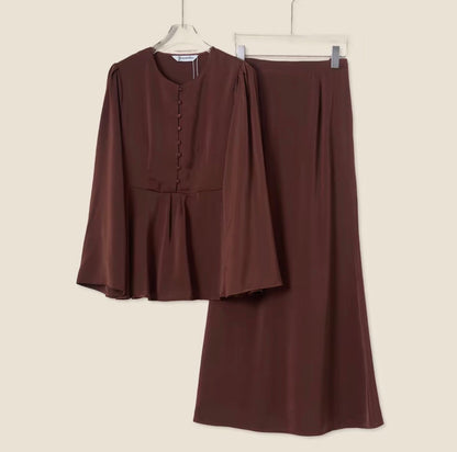 YM Jenna/Susie Satin Kurung Set (Blouse & Skirt) - Free Size / Plus Size