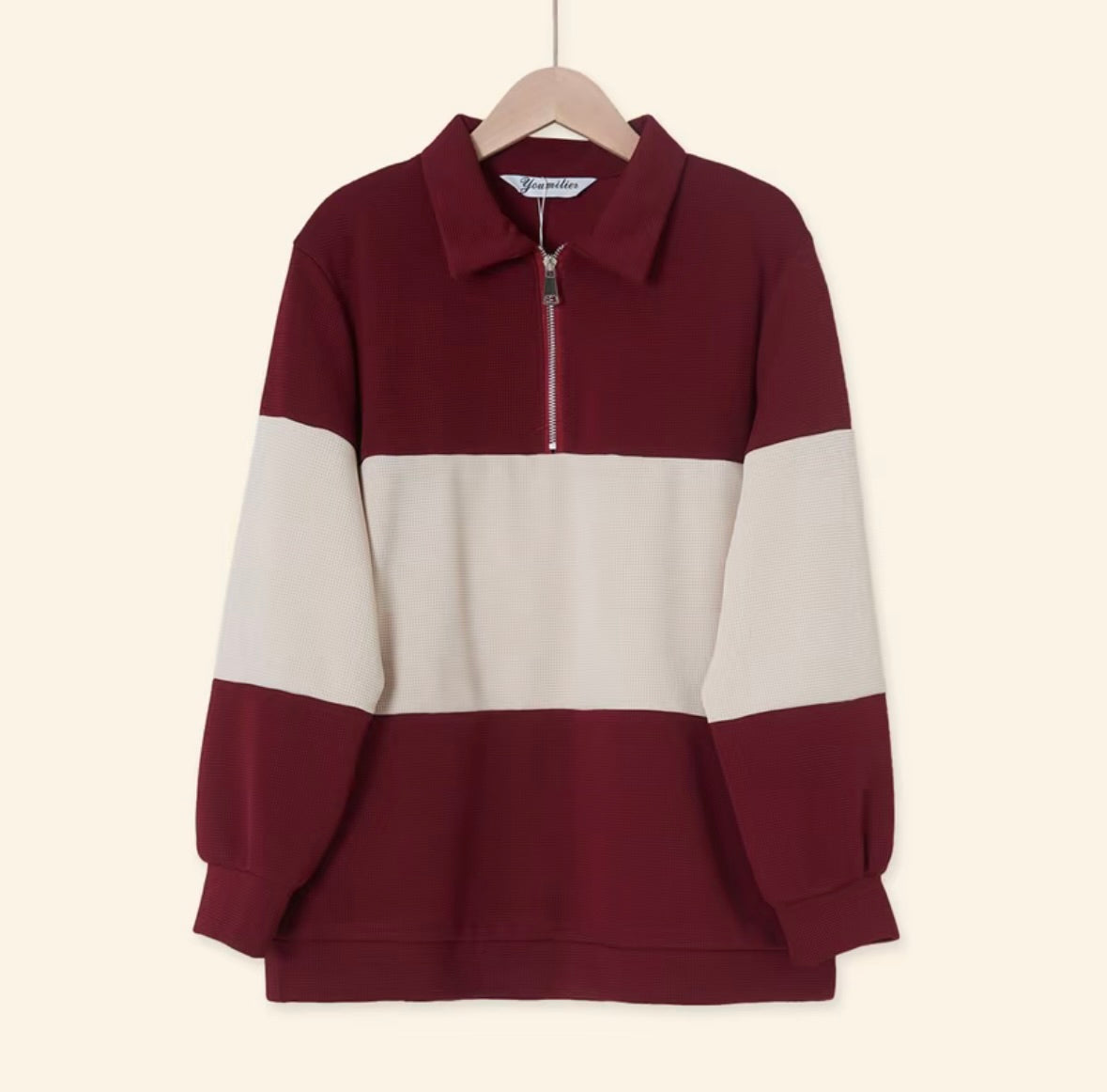 YM Unisex Stripe Polo Waffle Top