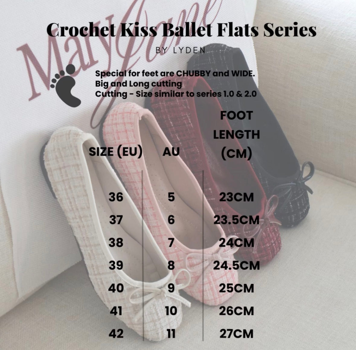 LYDEN Crochet Kiss Ballet Flats Series