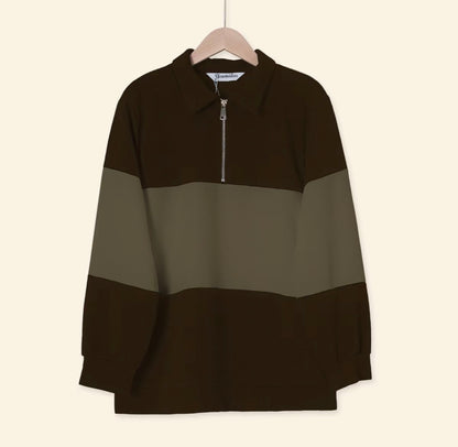 YM Stripe Polo Waffle Top