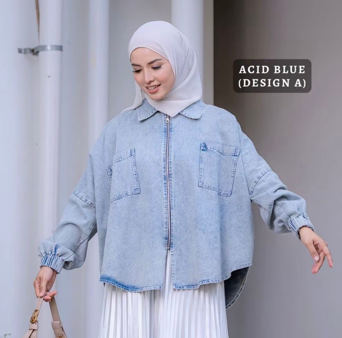 HW [TOP ONLY] Margo Oversize Zip Up Denim Jacket