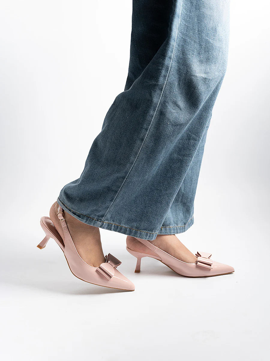 H2U Winnie Bow Flared Heels