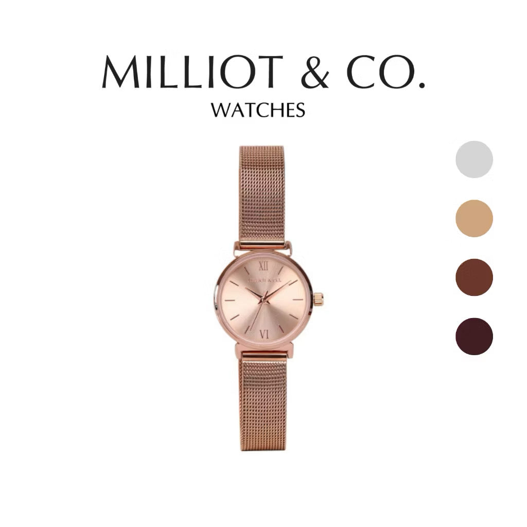 Milliot & Co Miller Leather/Mesh Strap Analog Watch