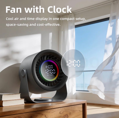 GJDQ GFS024 Desk Clock Fan - 2026 Upgraded Series