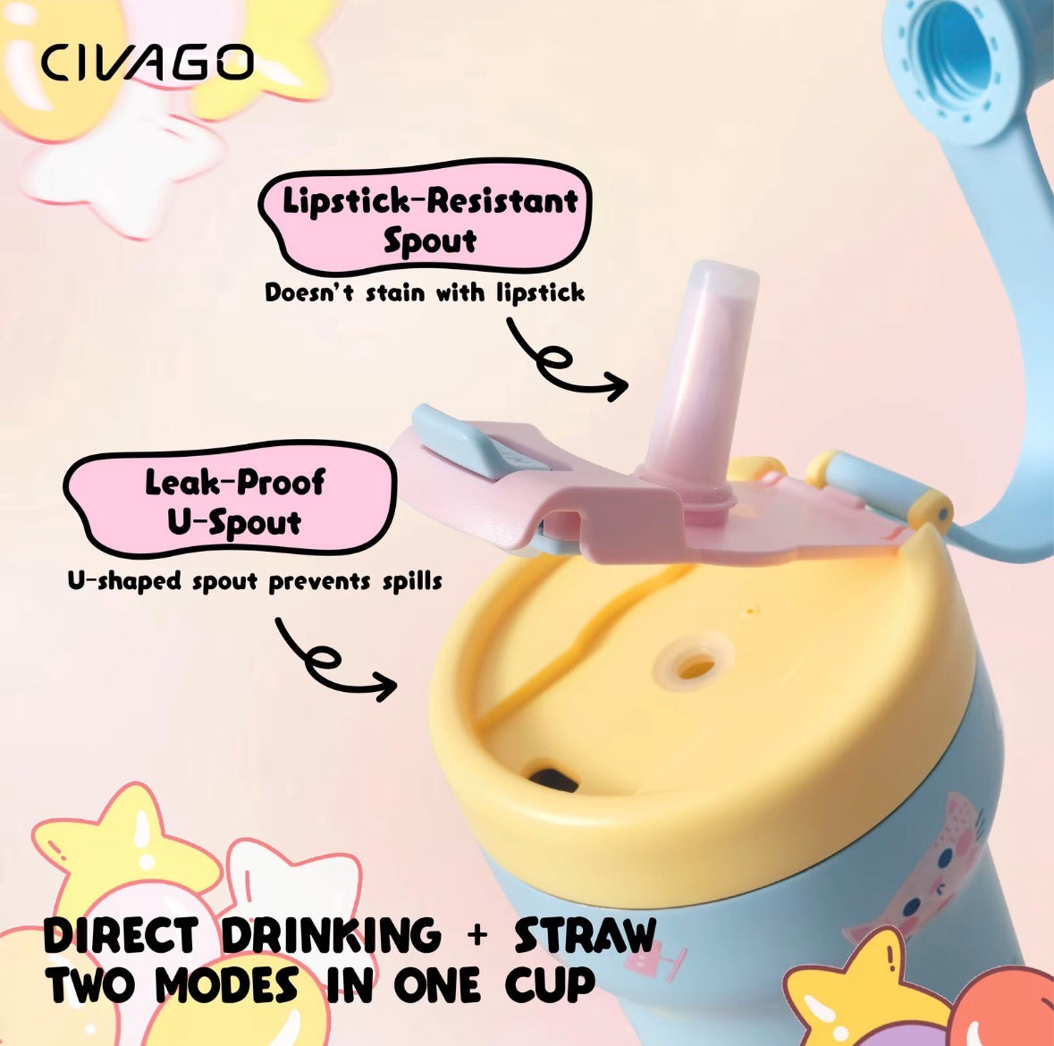 CVG Ceramic Mini Fridge Vacuum Tumbler with Straw (22oz/660ml)