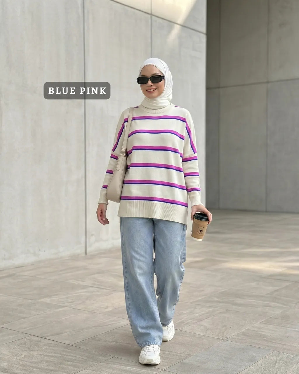 HW [TOP ONLY] Qeela Stripe Basic Knitwear Blouse