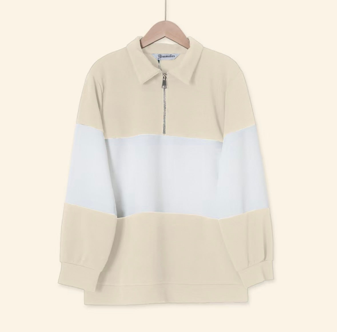 YM Unisex Stripe Polo Waffle Top