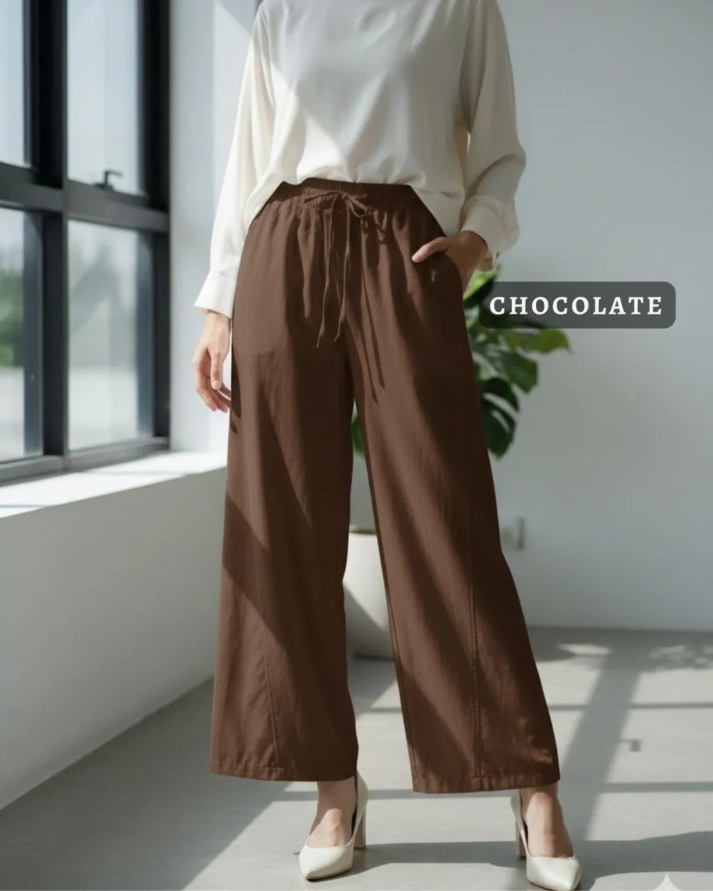 HW Qisha Cotton Straight Cut Palazzo Long Pants