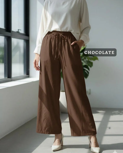 HW Qisha Cotton Straight Cut Palazzo Long Pants