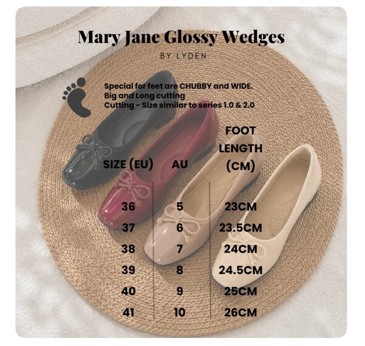 LYDEN Mary Jane Glossy Wedges