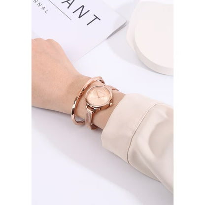 Milliot & Co Valerie Mesh Strap Analog Watch with Bangle Set