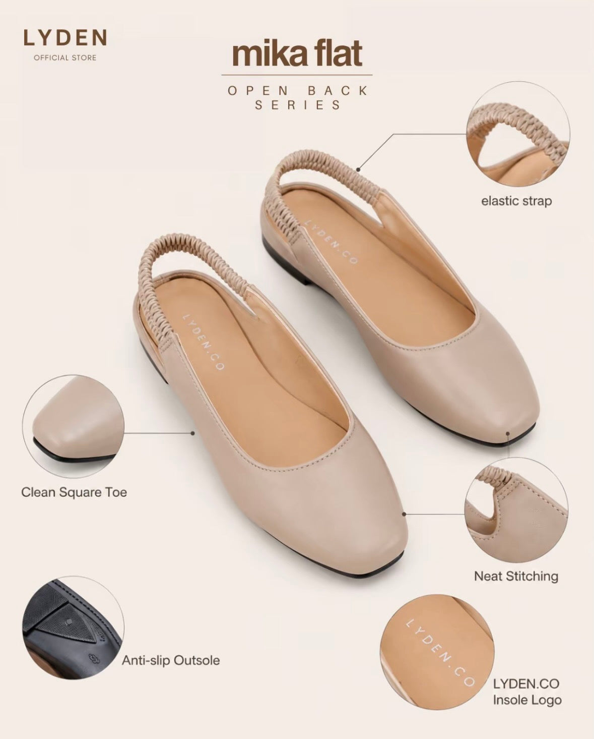 LYDEN Mika Open Back Flats