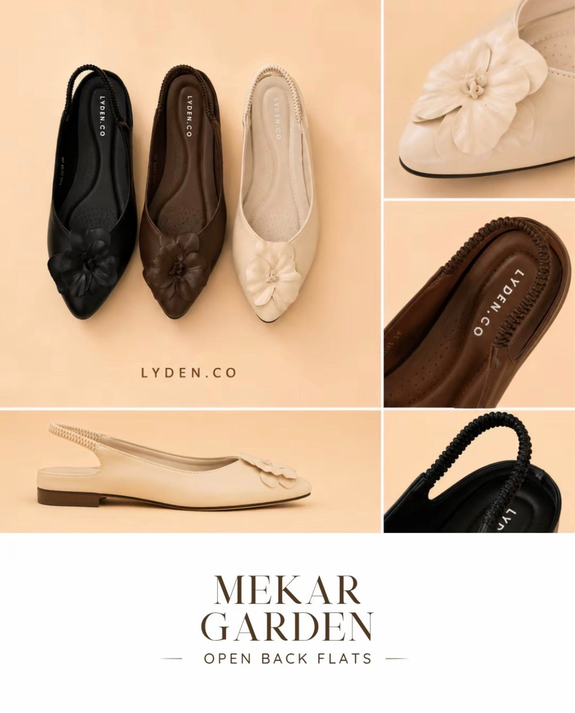 LYDEN Mekar Garden Open Back Flats