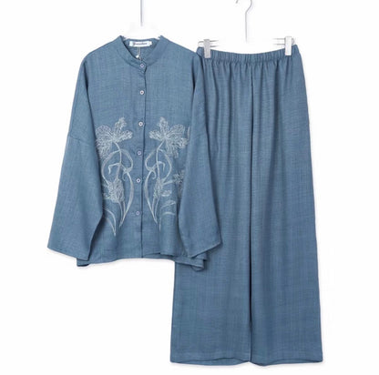 YM Jesnita Floral Embroidery Set Pants (Free Size/Plus Size)