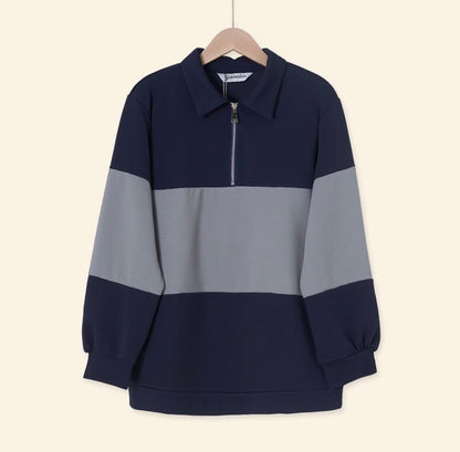 YM Stripe Polo Waffle Top