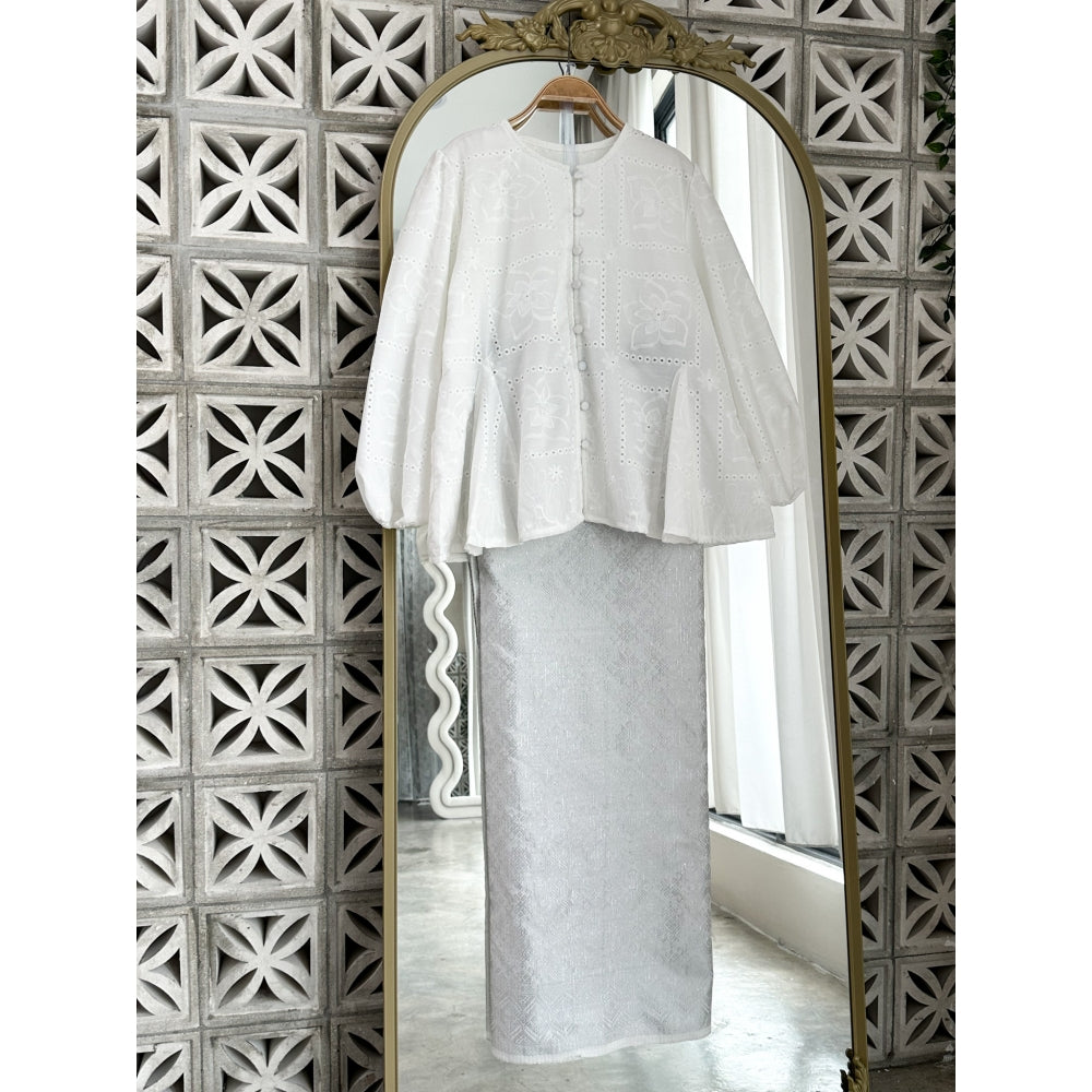 ABC Hakima Embroidery Top in White