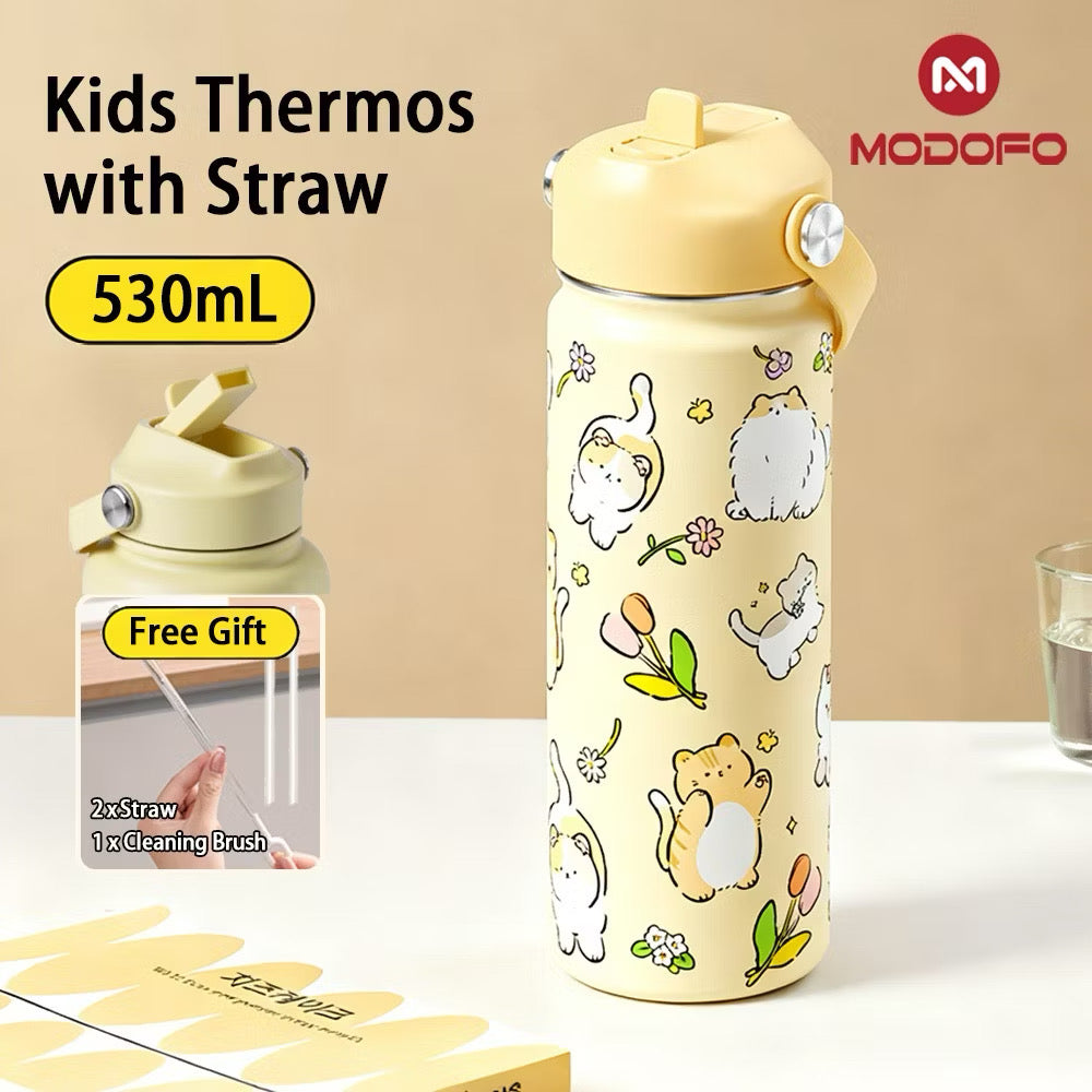 MDF  Kids Tumbler Thermos With Straw Bottle 18oz/530ml