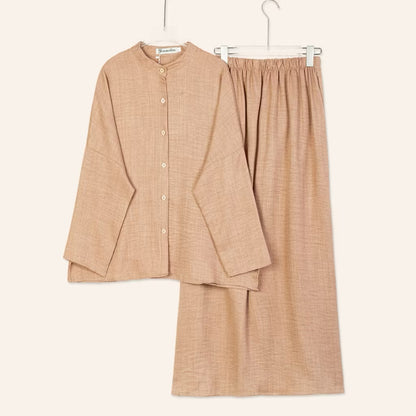 YM Yujin Set (Blouse & Skirt) - Free Size / Plus Size