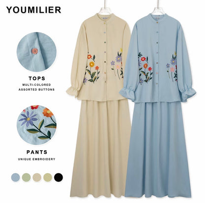 YM Lola Floral Embroidery Skirt Set