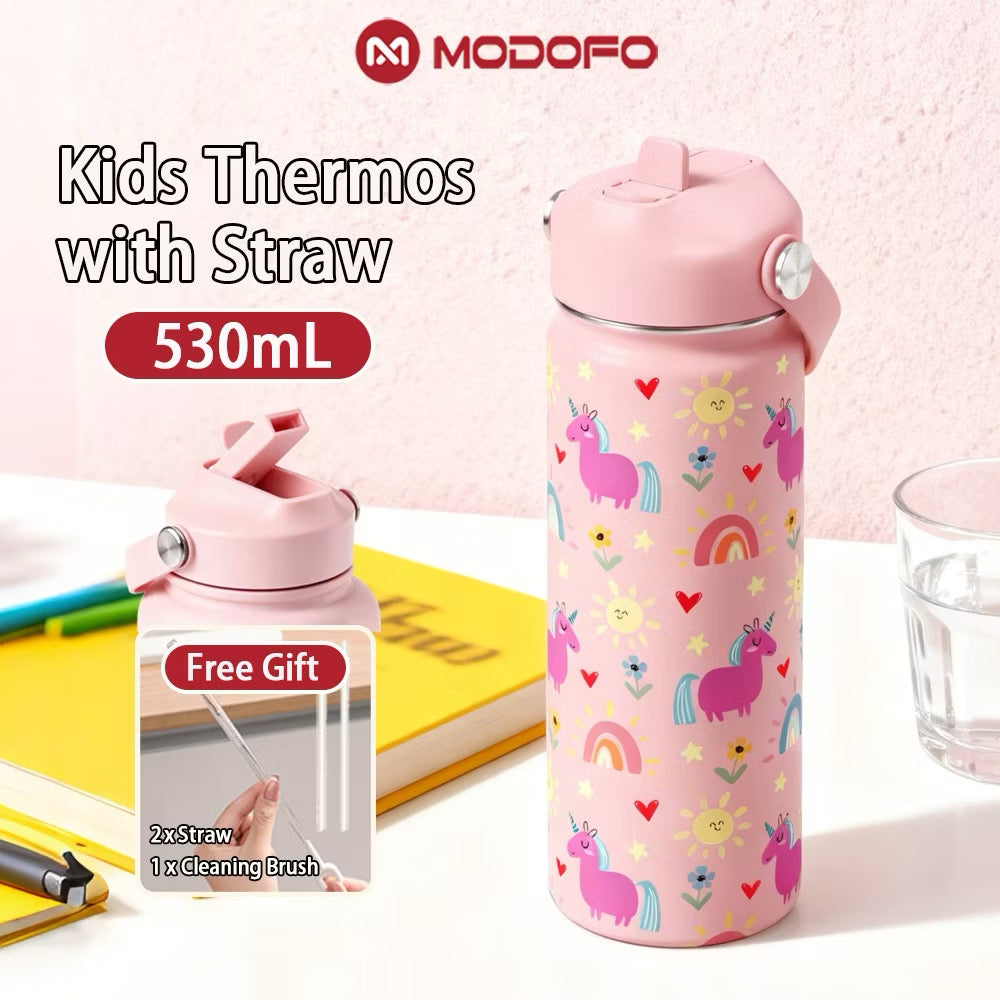 MDF  Kids Tumbler Thermos With Straw Bottle 18oz/530ml