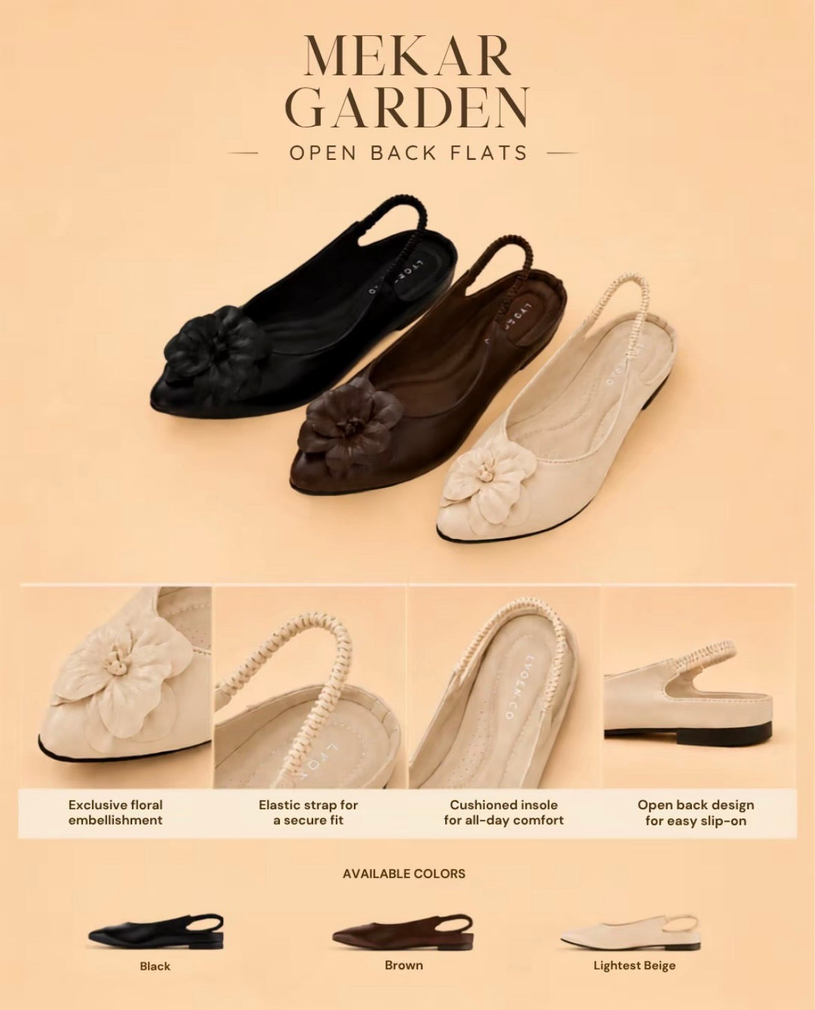 LYDEN Mekar Garden Open Back Flats